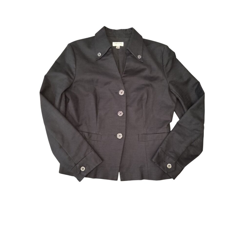 Isaac Mizrahi For Target Military Inspired Black Cotton Blend Womens Blazer